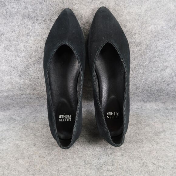 Eileen Fisher Shoes Womens 6 Flats Black Leather Posy Ballet Pointed Toe Career - Picture 8 of 16